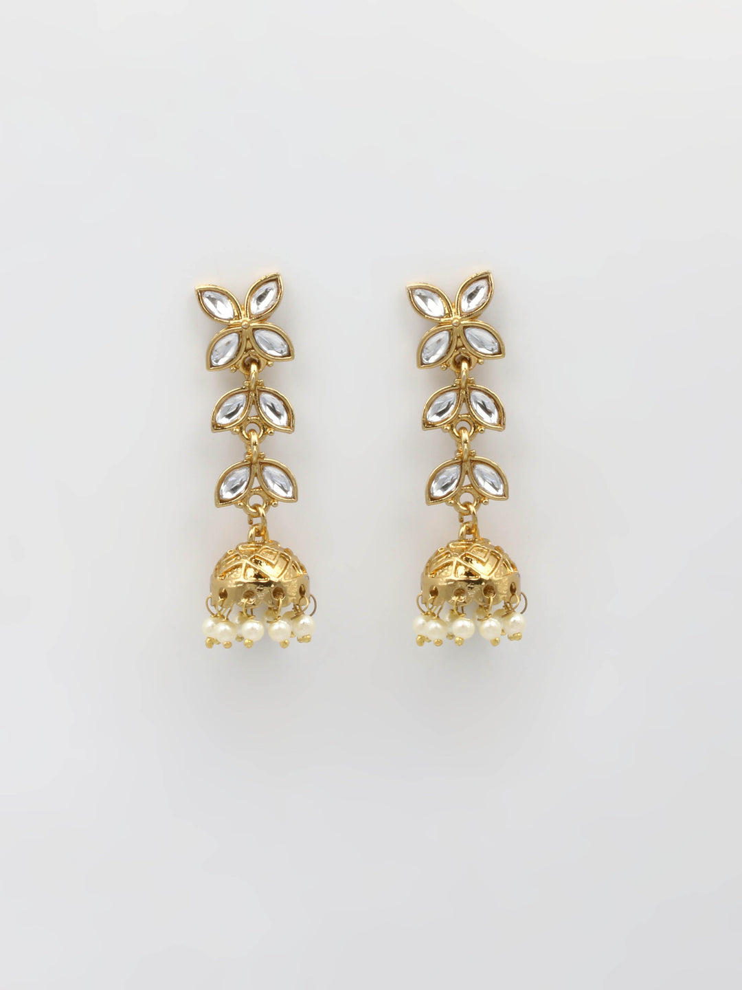 Gold &amp; White Drop Earrings