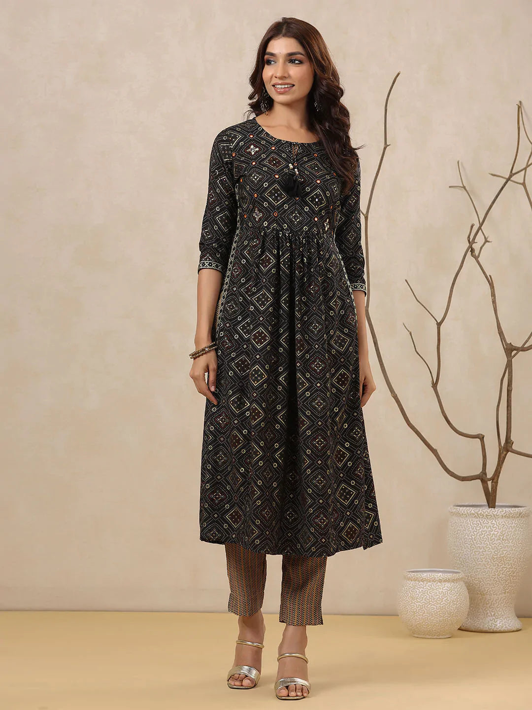 Printed Muslin Kurta With Pants