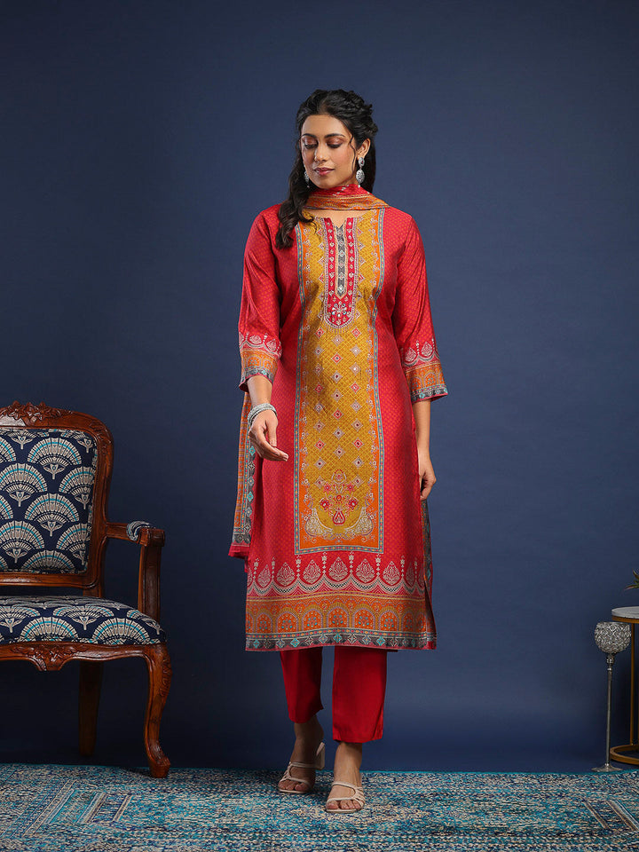 Printed Muslin Kurta With Pant &amp; Dupatta