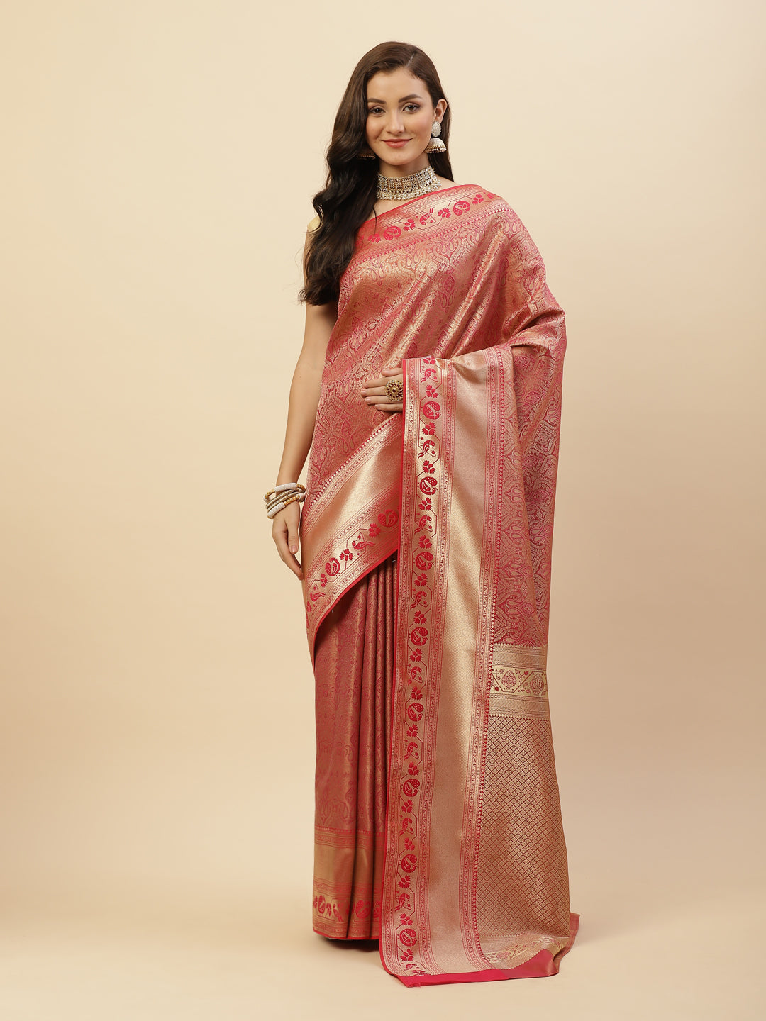 Brocade Zari Jaal Banarasi Woven Saree