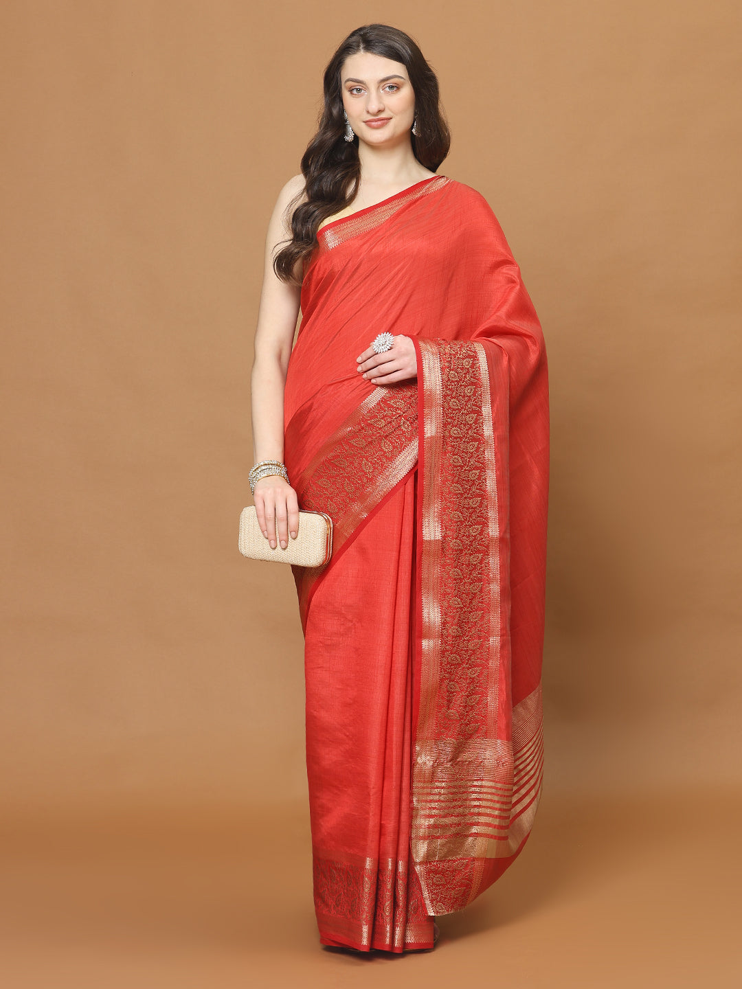 Resham Zari Border Art Silk Woven Saree