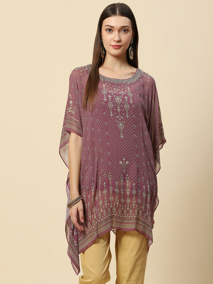 Digital Printed Georgette Kaftan Kurta
