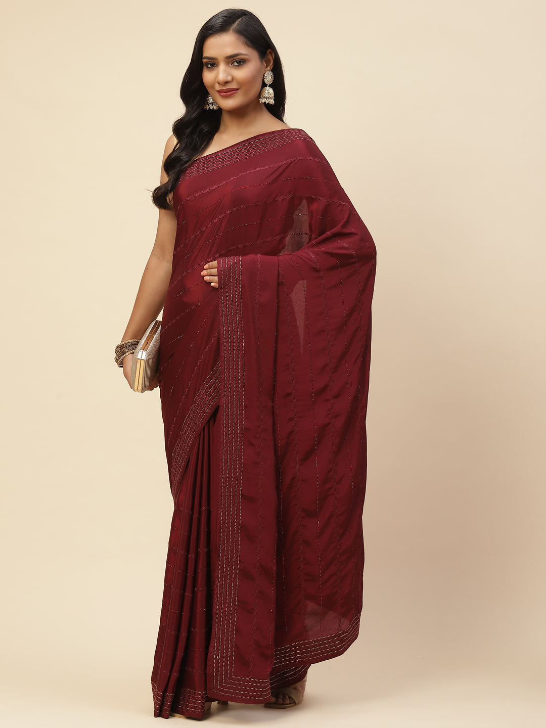 Swarovski Embroidered Crepe Saree