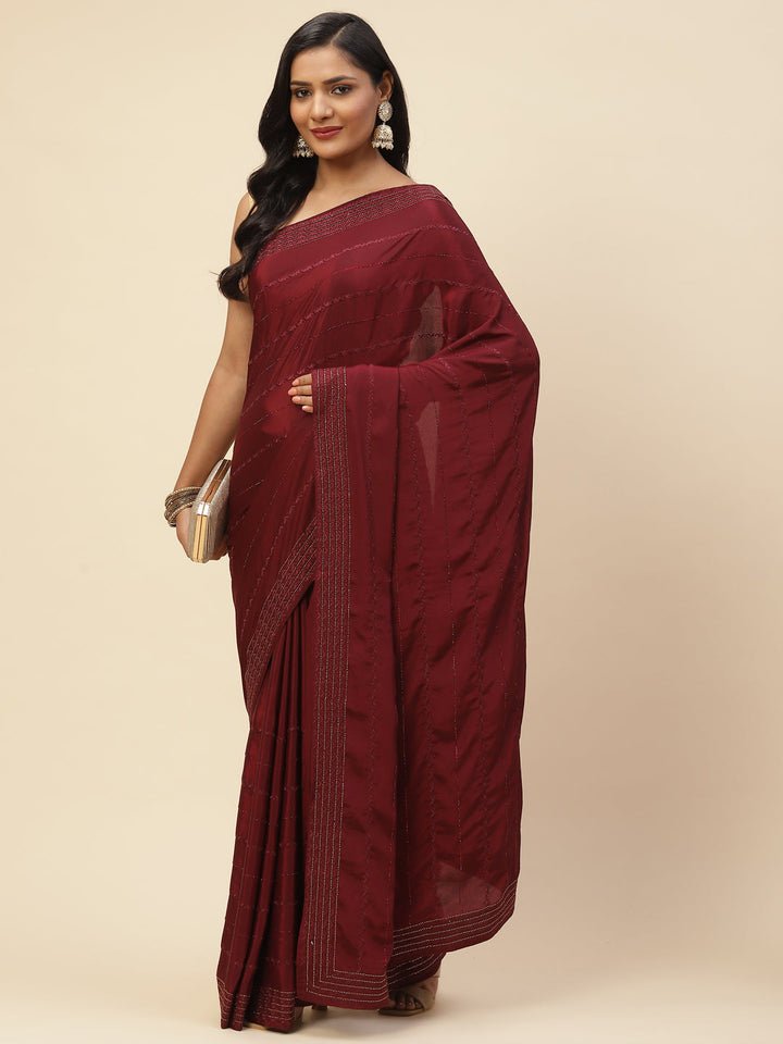 Swarovski Embroidered Crepe Saree