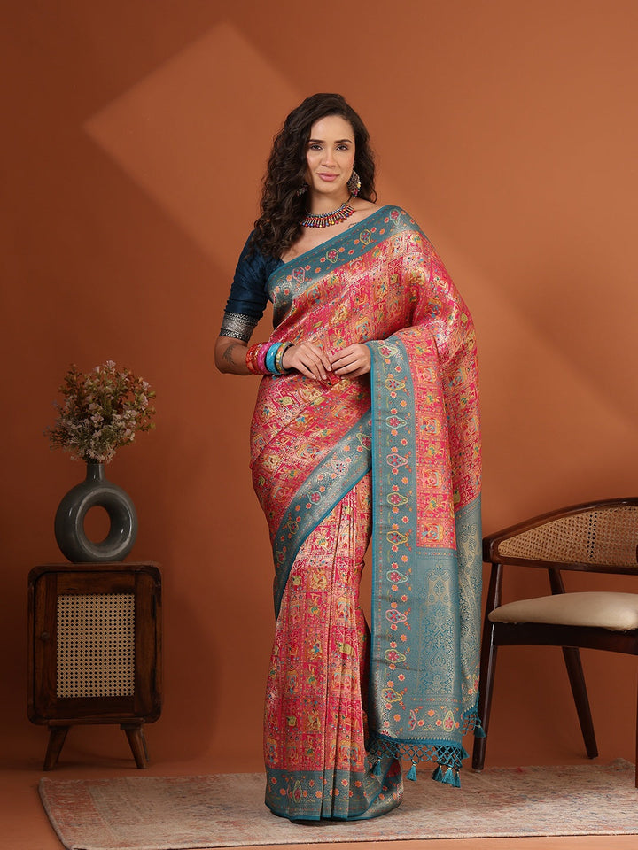 Woven Design Satin Saree