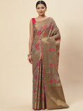 Floral Zari Jaal Cotton Woven Saree