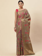 Floral Zari Jaal Cotton Woven Saree
