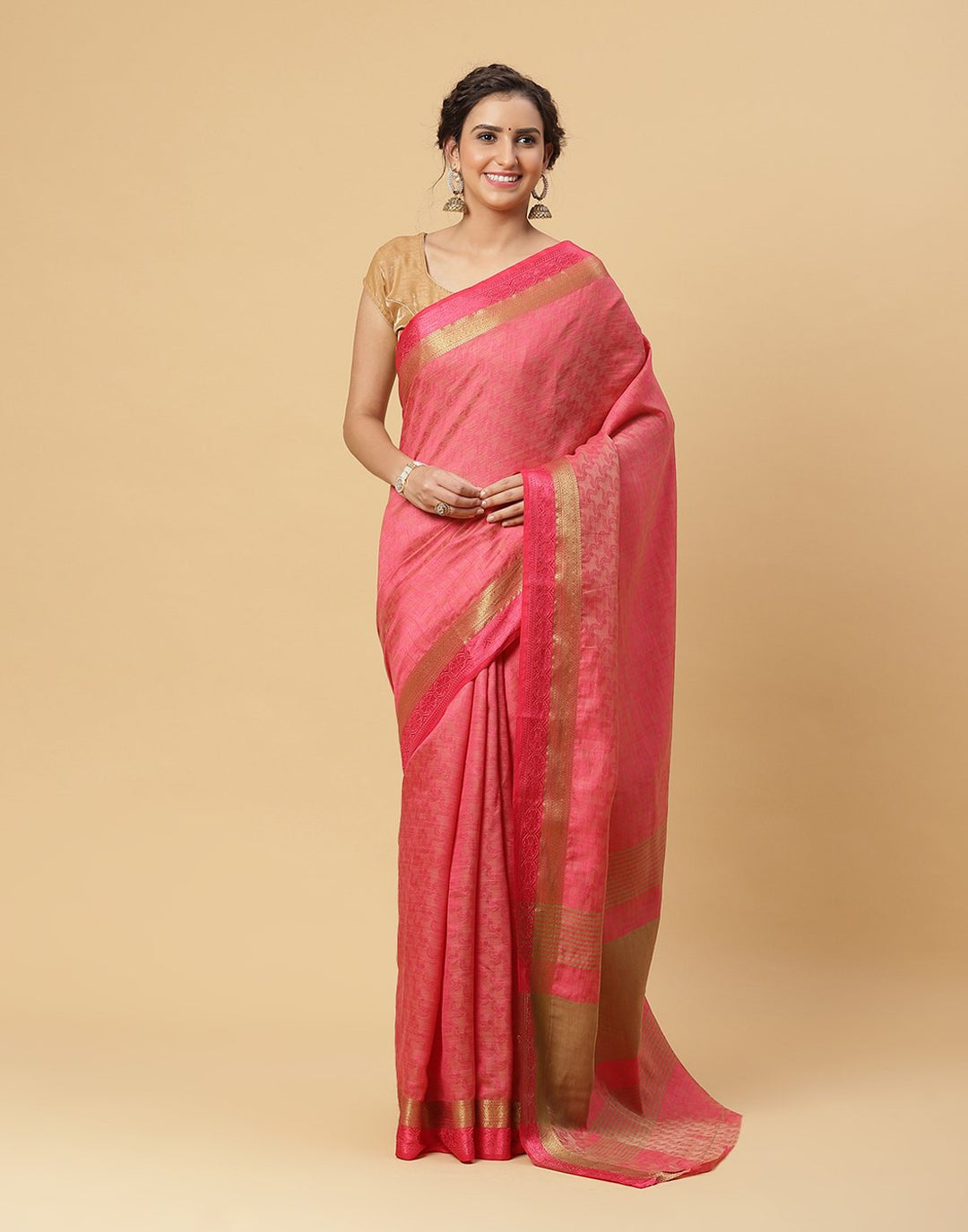 Woven Art Handloom Saree With Zari Border