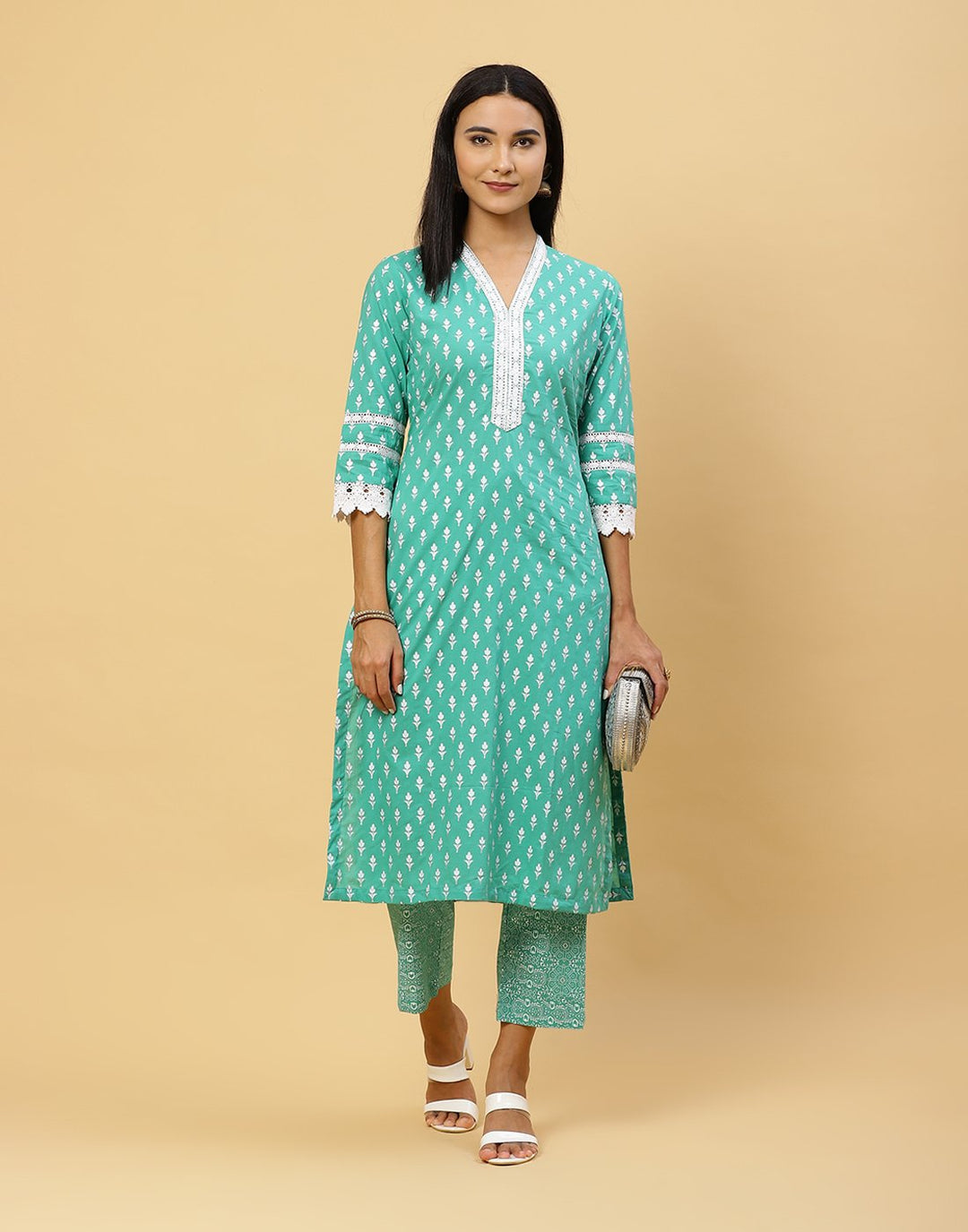 Printed Cotton Kurti With Pant