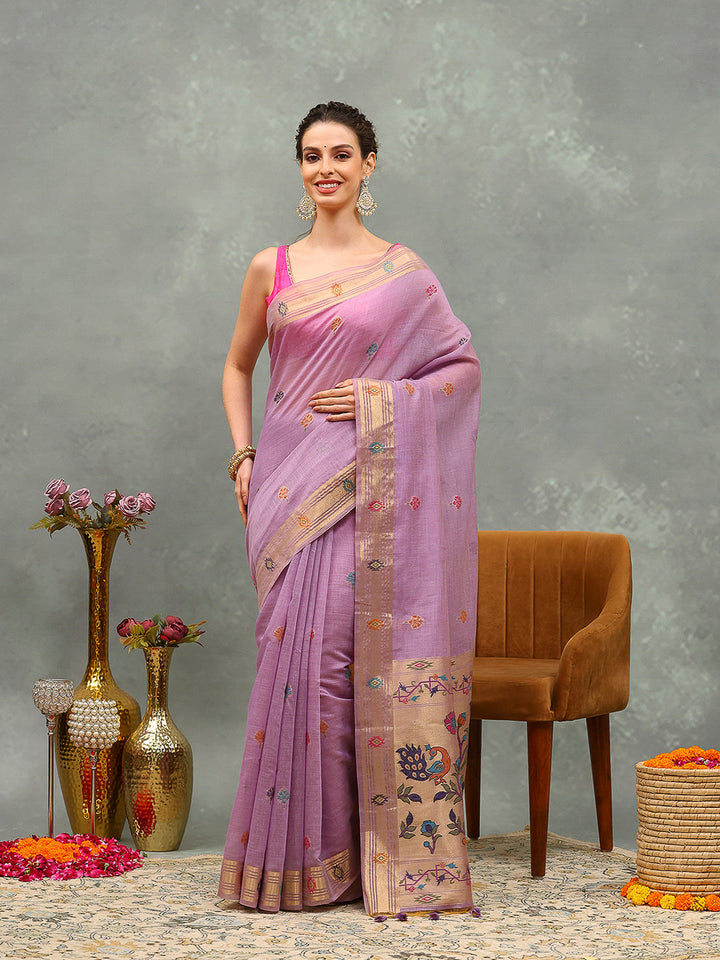 Woven Design Cotton Blend Saree