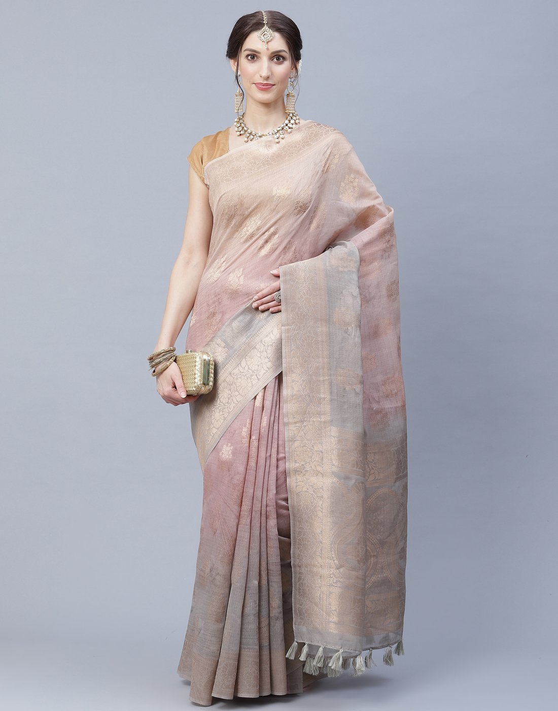 Floral Print Cotton Chanderi Saree
