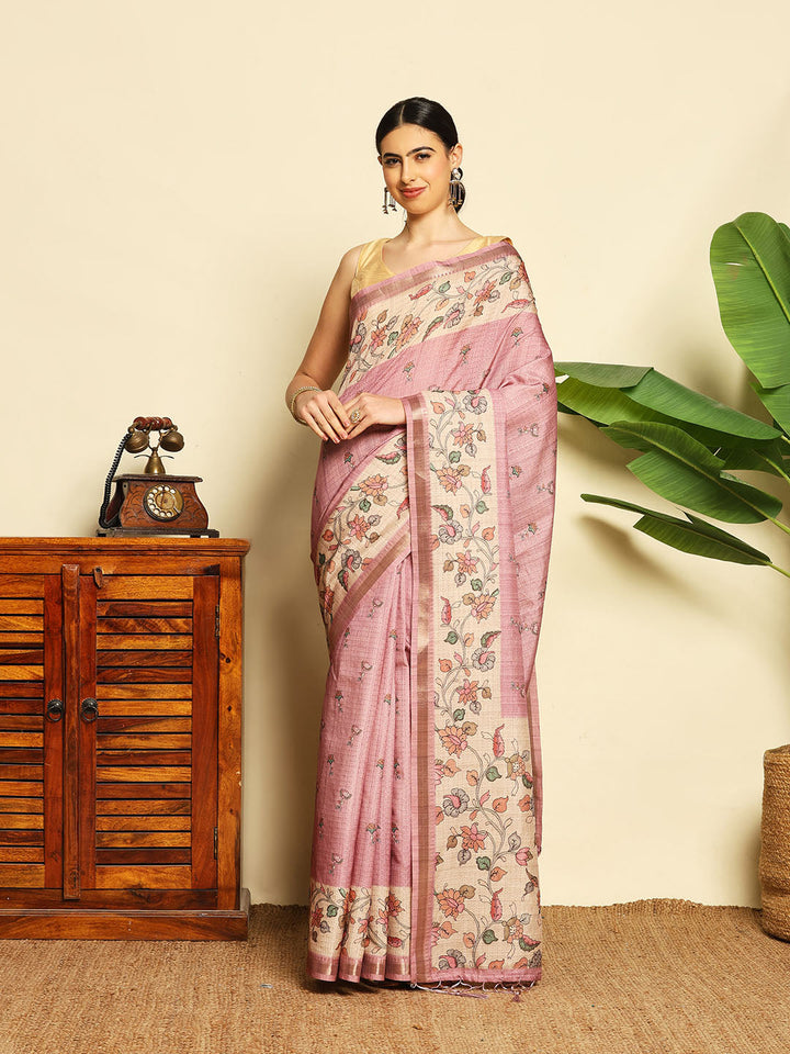 Floral Printed Tussar Saree
