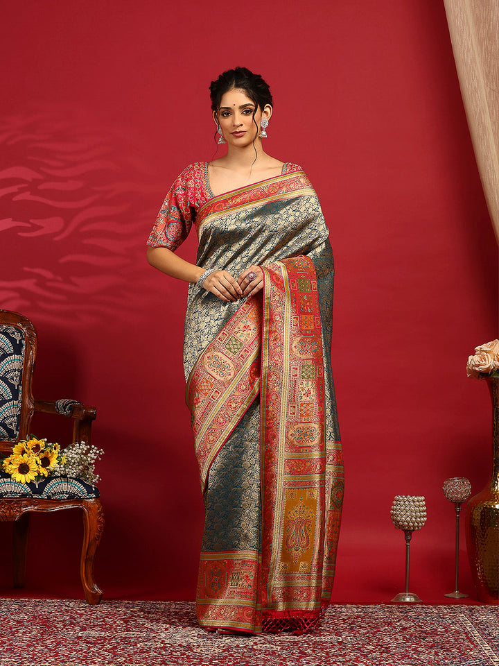 Embroidered Dola Silk Saree