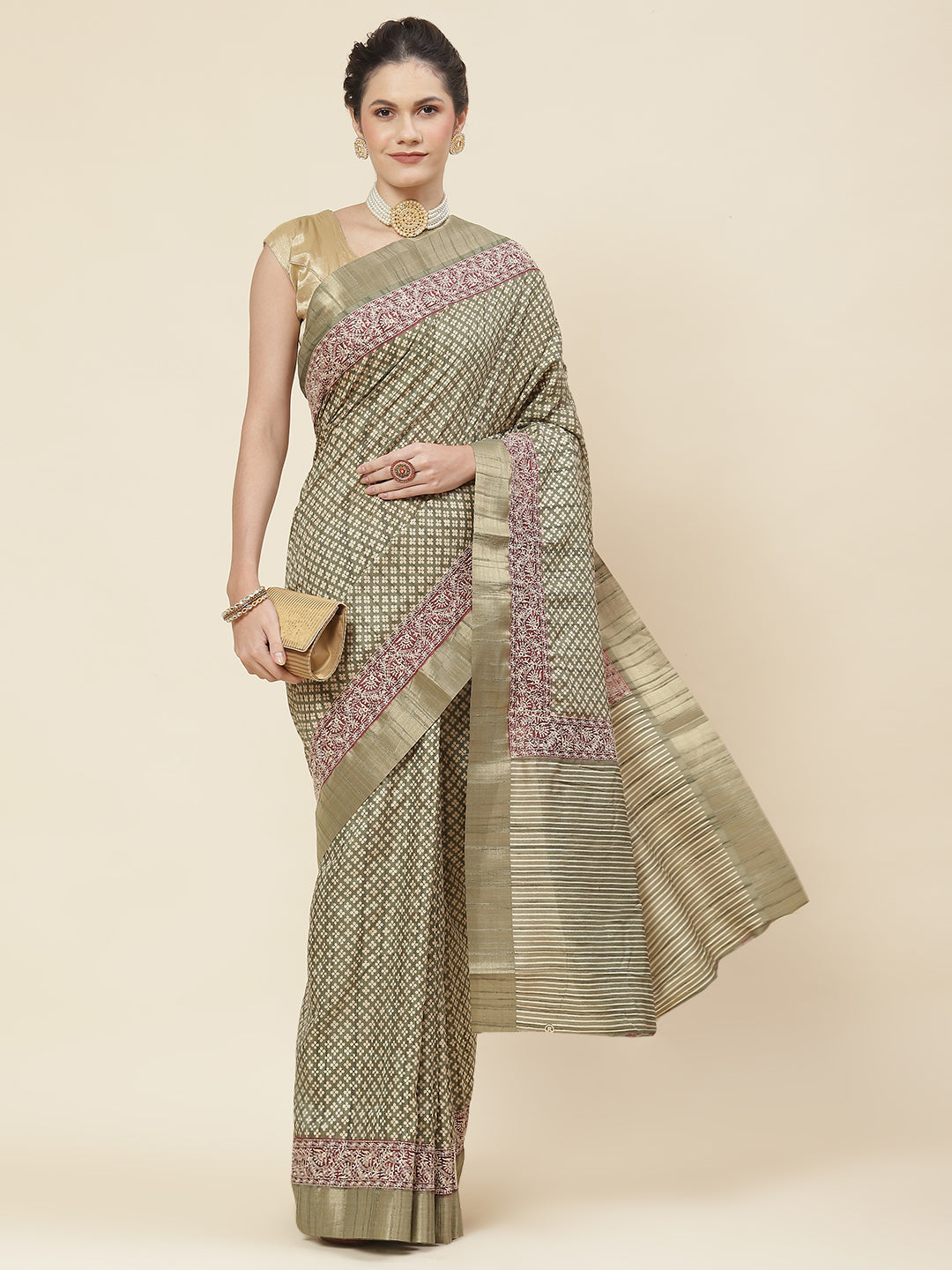 Printed Tussar Saree