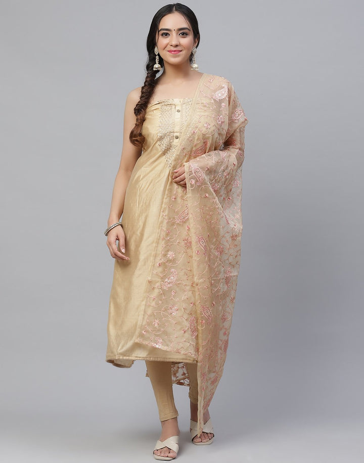 Chanderi Embroidered Suit Piece