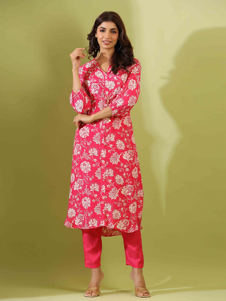Printed Muslin Kurta With Pants