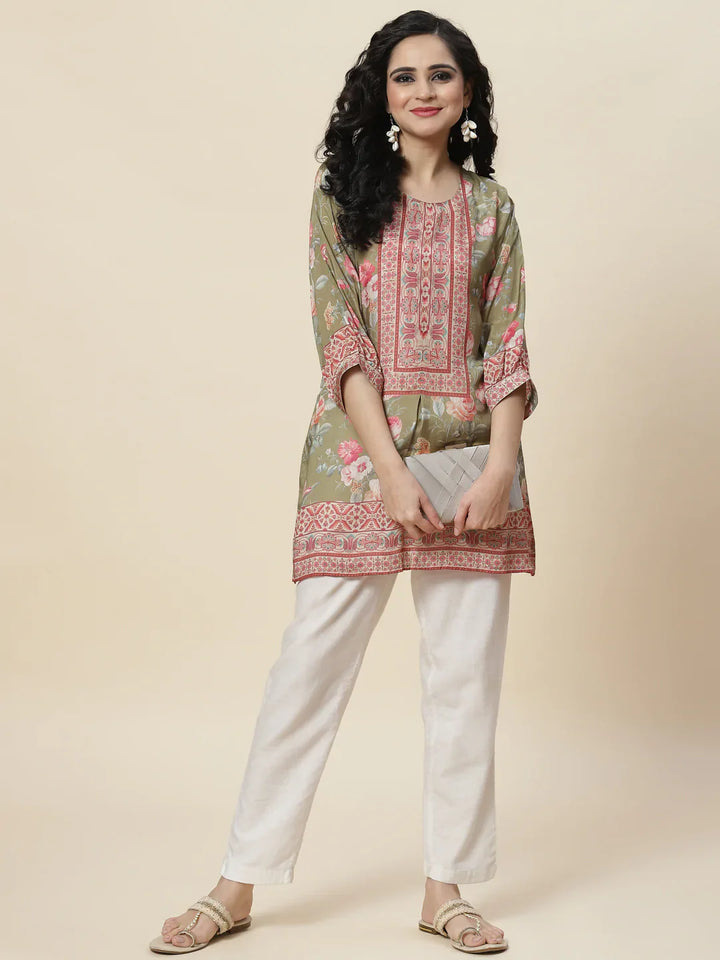 Floral Digital Printed Crepe Kurti