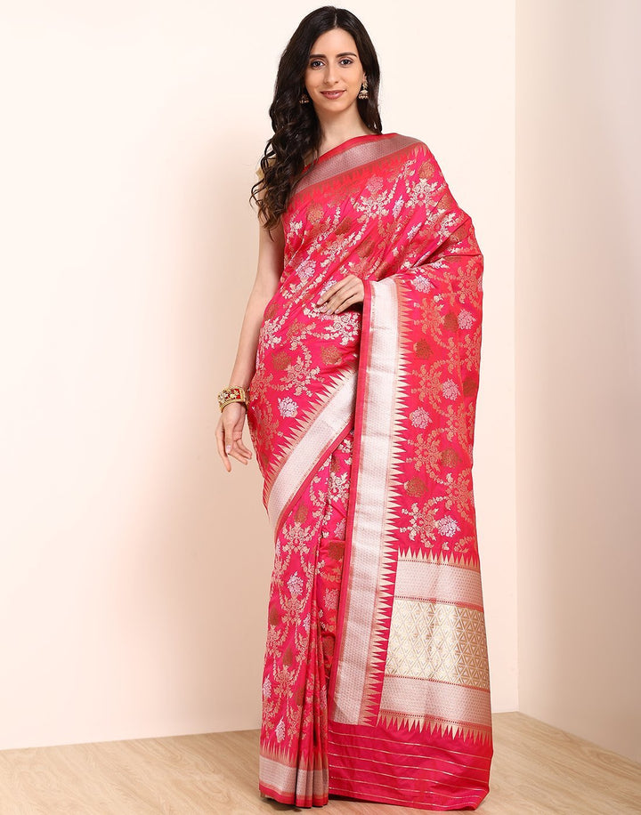 MBZ Meena Bazaar-Navy Blue Banarasi Art Handloom Saree
