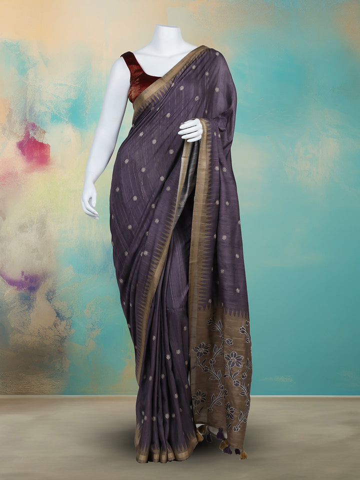 Printed &amp; Embroidered Booti Art Silk Saree