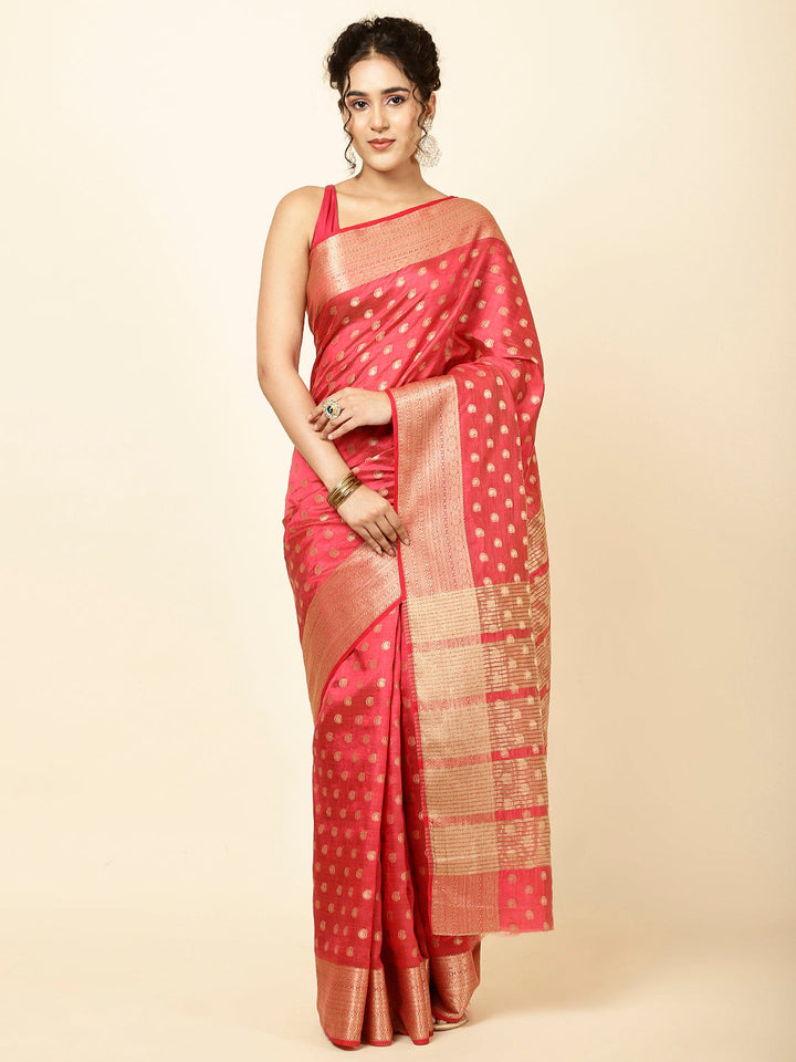 Zari Border Booti Woven Handloom Saree