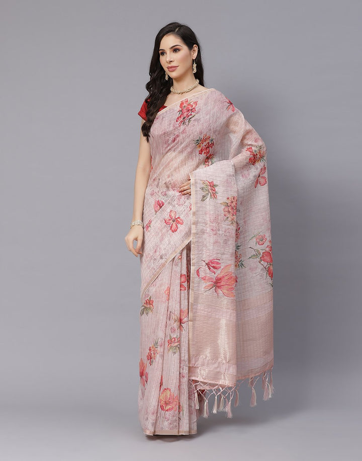 Digital Floral Linen Printed Saree
