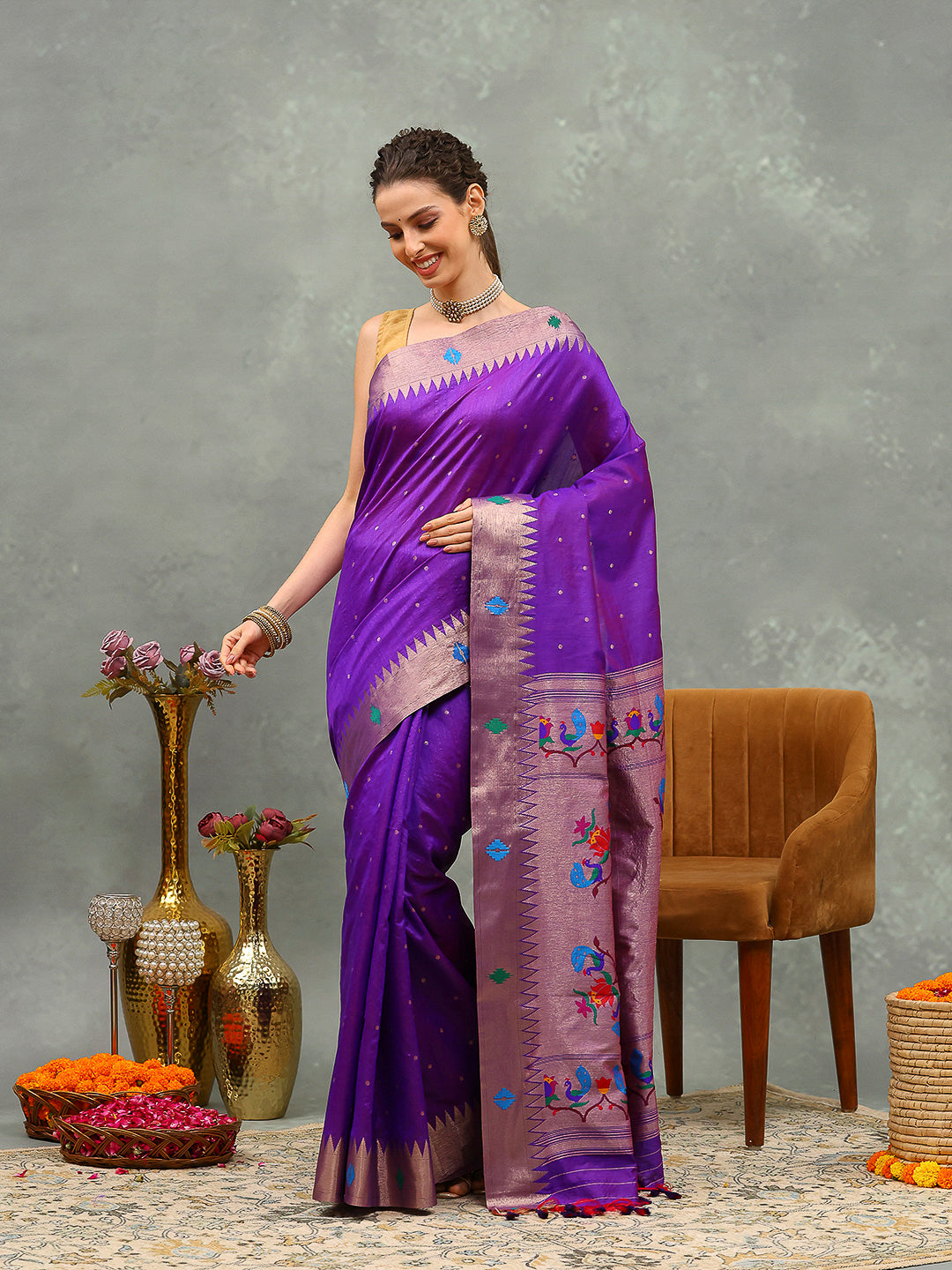 Paithani Woven Design Tussar Saree