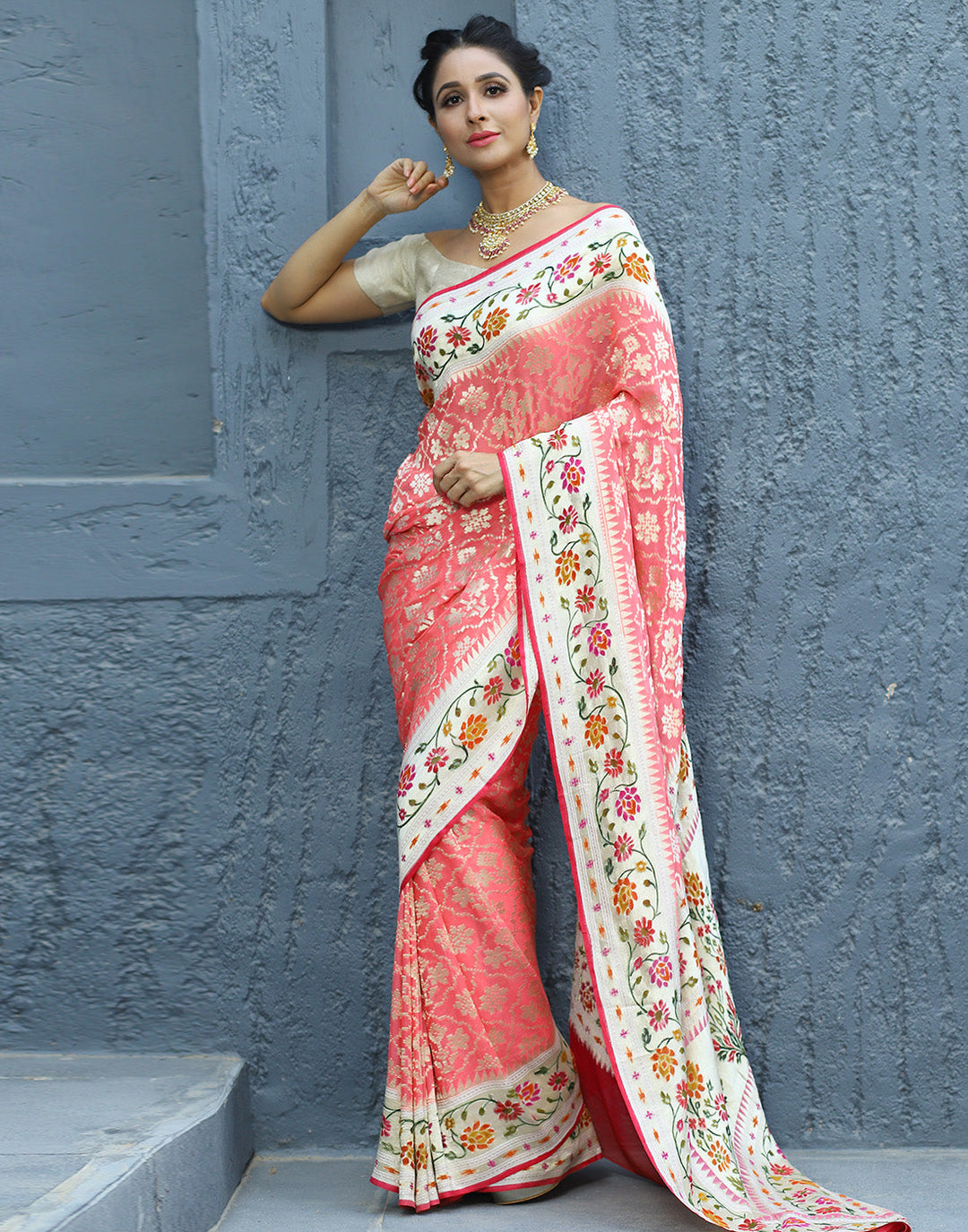 MBZ Meena Bazaar-Banarasi Georgette Khaddi Saree