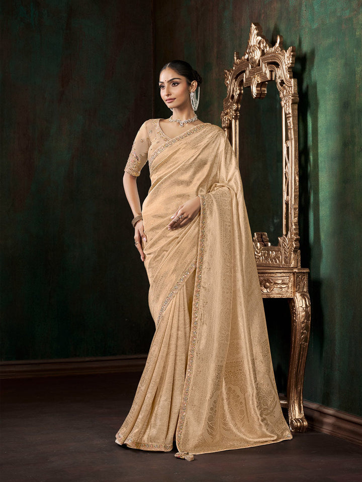 Woven Design &amp; Embroidered Border Art Silk Saree