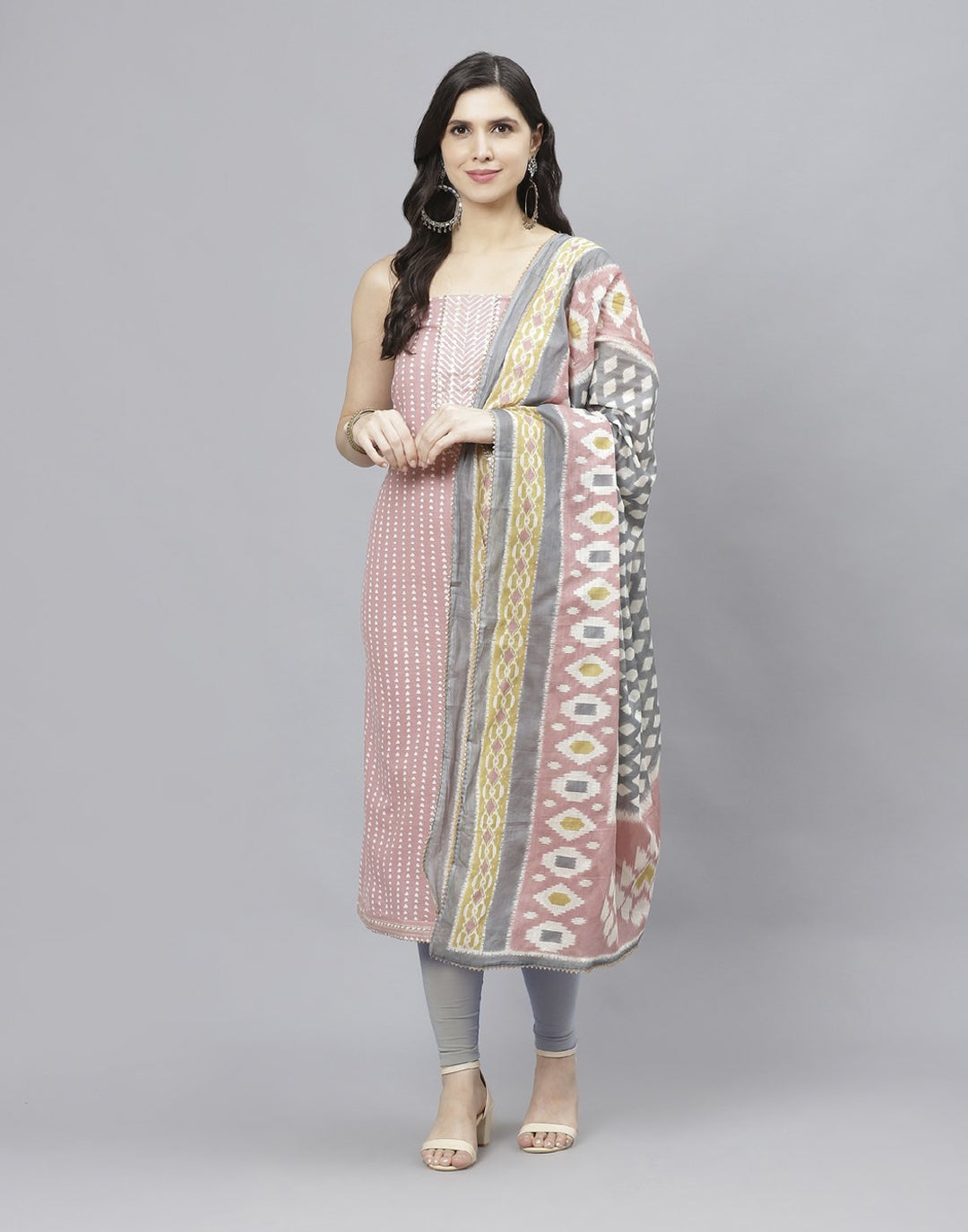 Printed Cotton Suit Piece With Dupatta