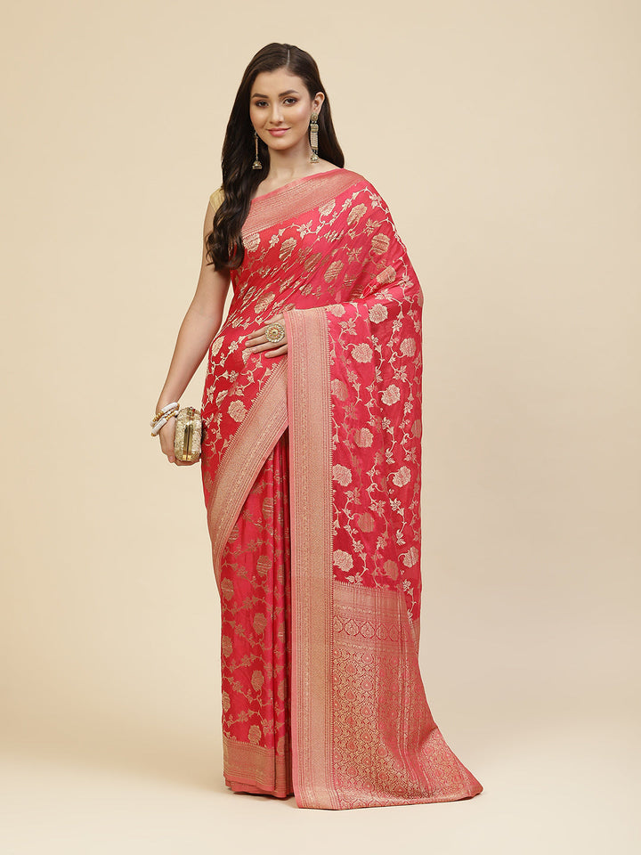 Floral Zari Jaal Georgette Woven Saree