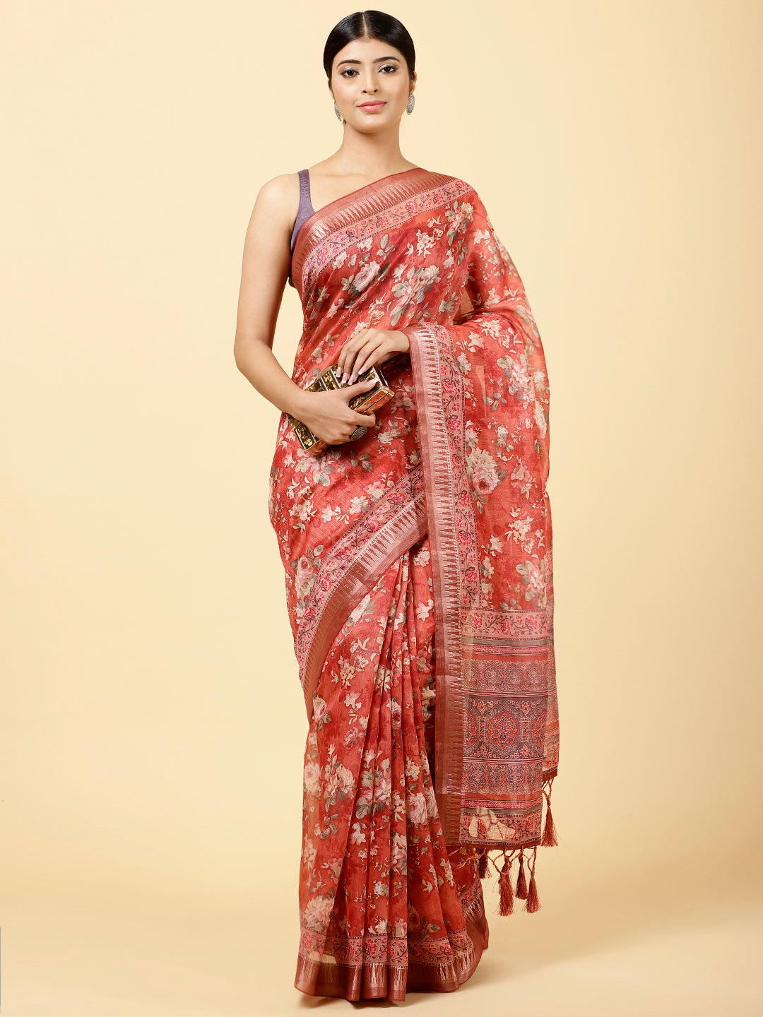 Floral Printed Cotton Saree