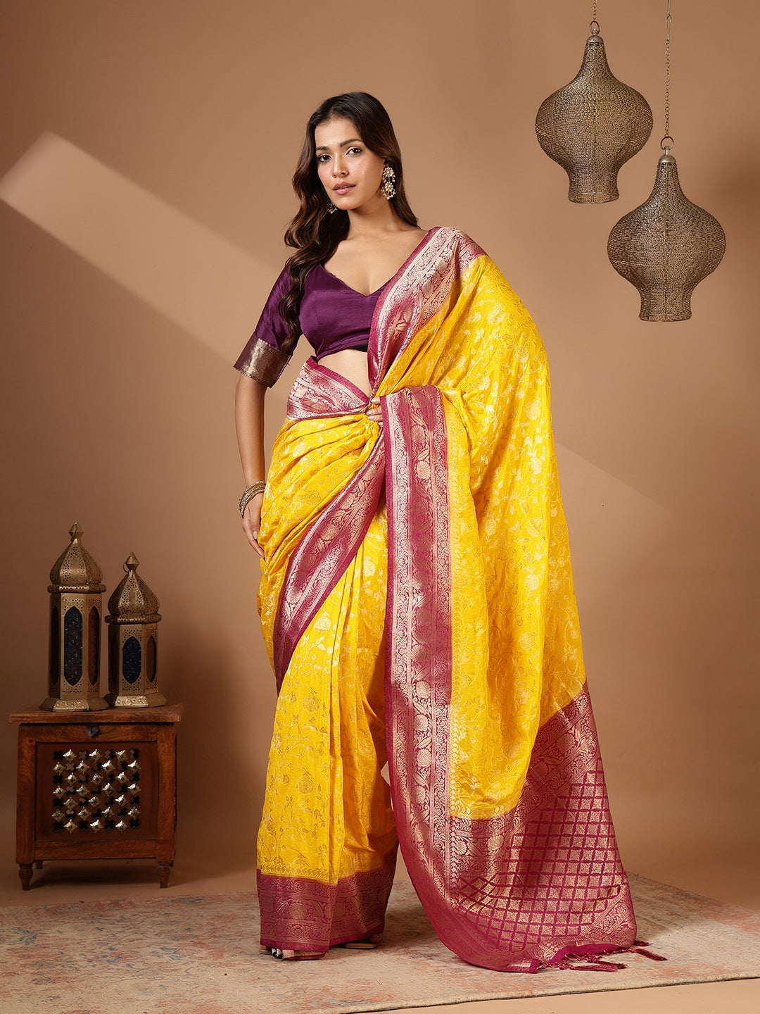 Plain Crepe Saree