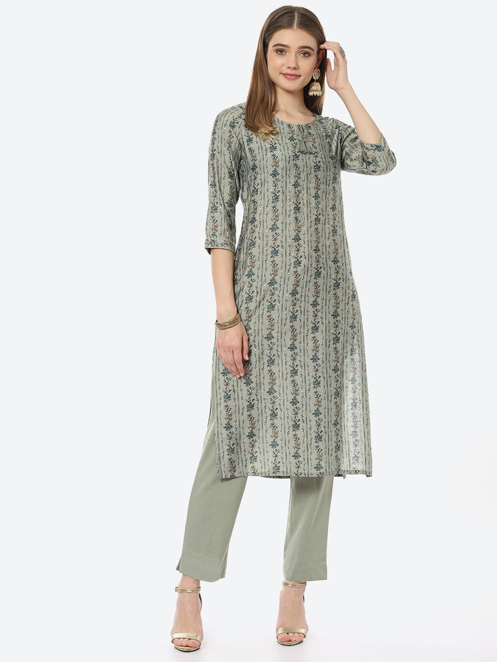Printed Muslin Kurta With Pant