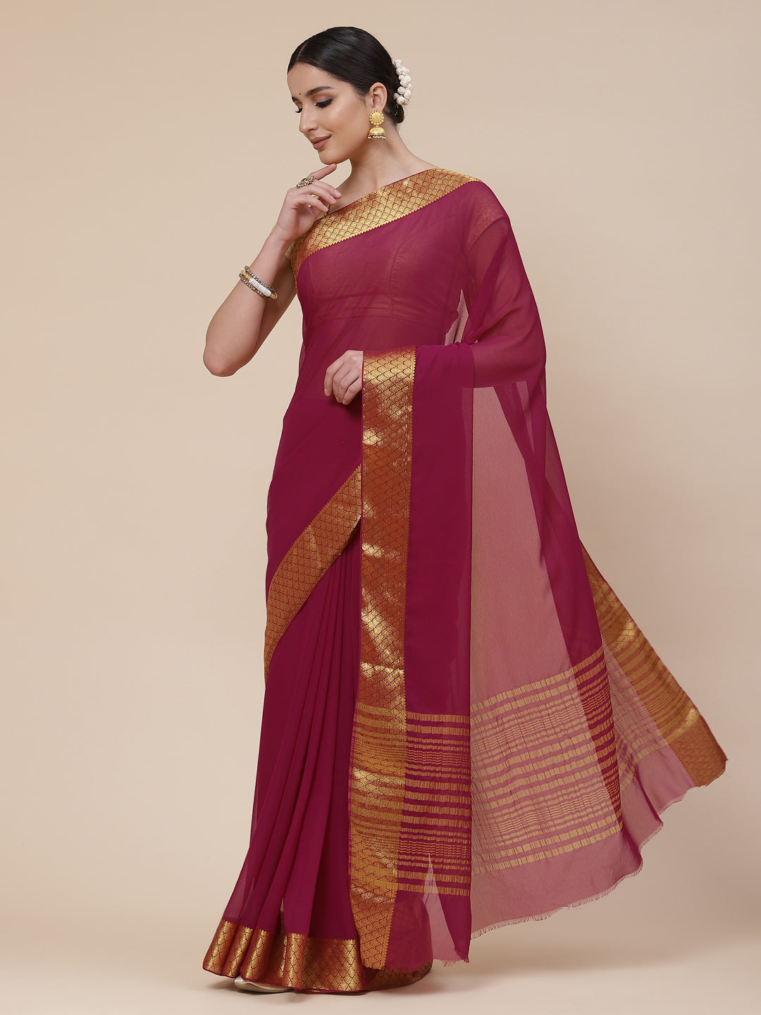 Chiffon Plain Saree
