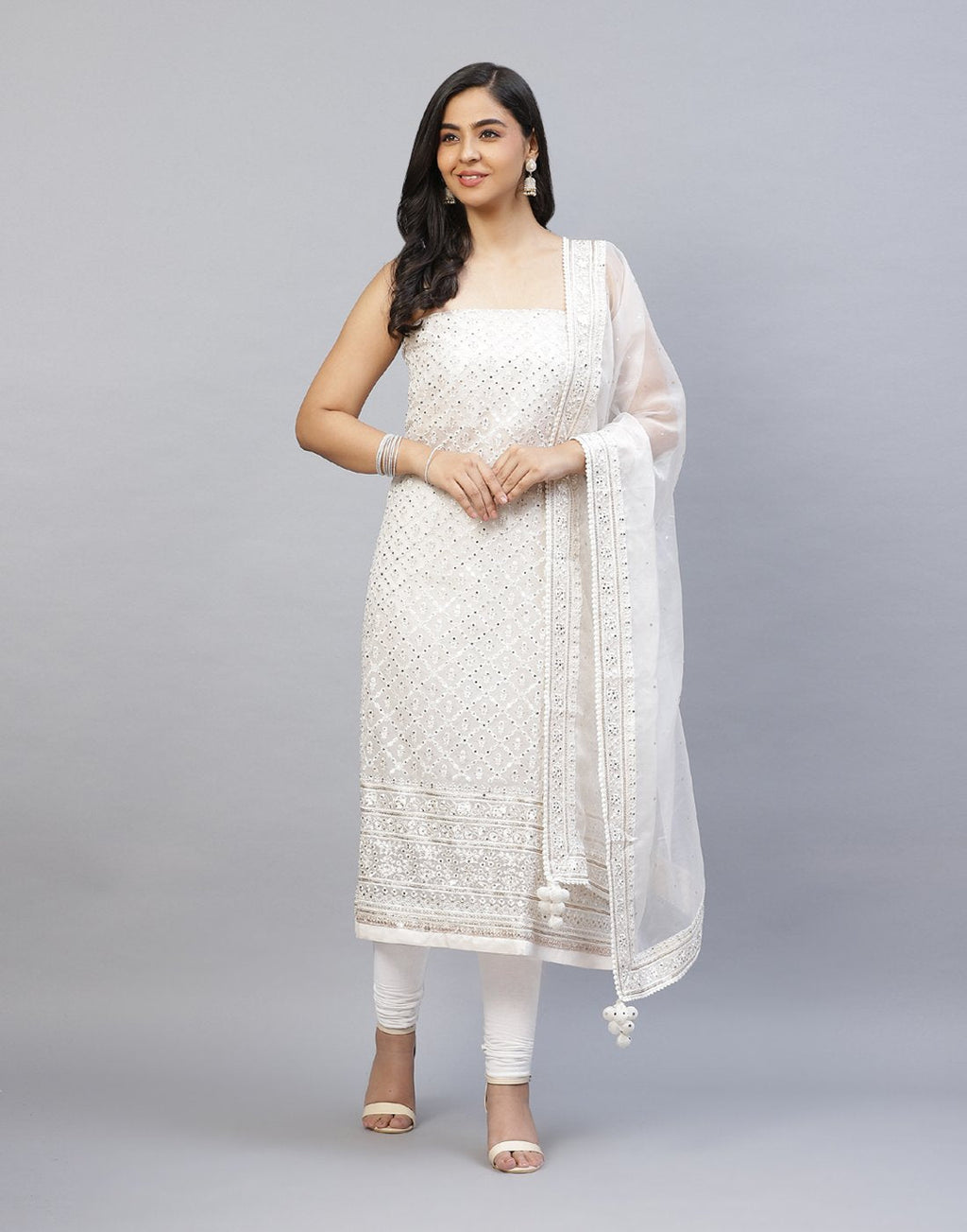 Embroidered Organza Kora Suit Piece