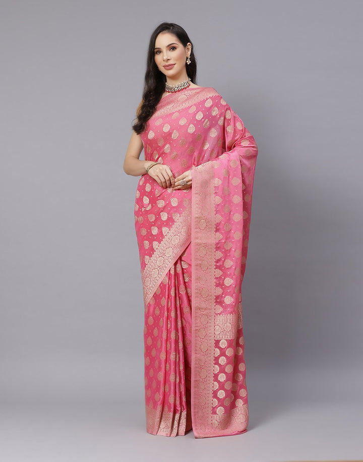 Semi Crepe Saree With Zari Border Booti