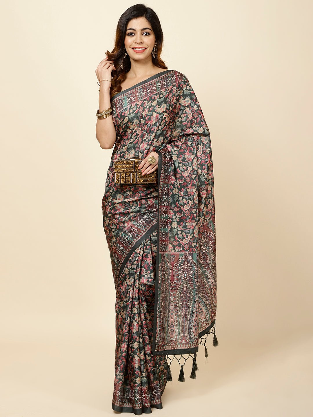 Printed Tussar Woven Saree