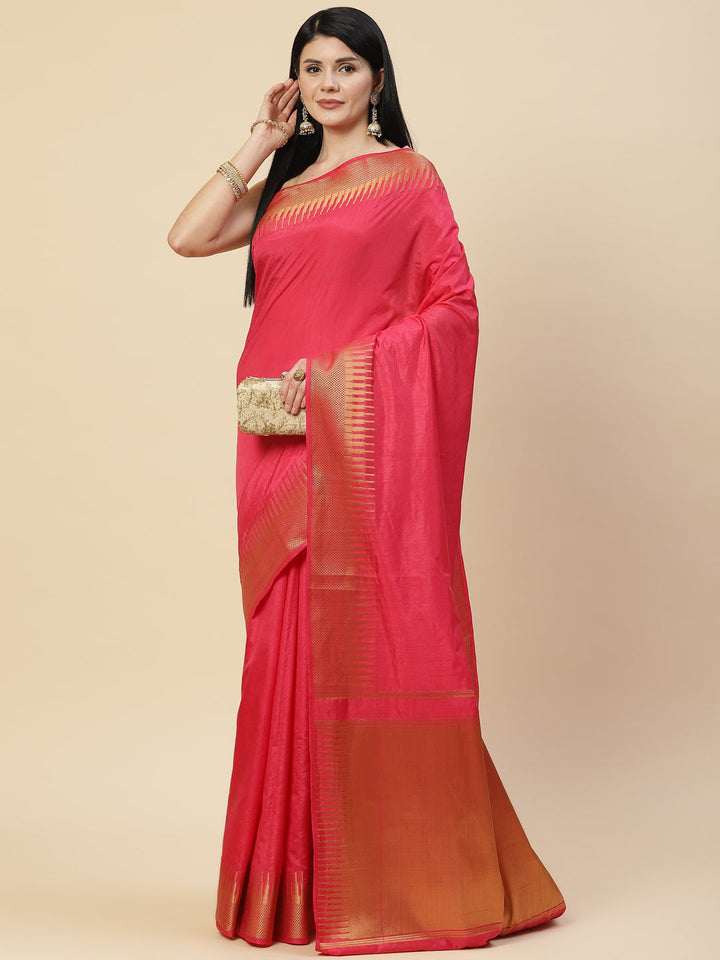 Plain Zari Border Handloom Woven Saree