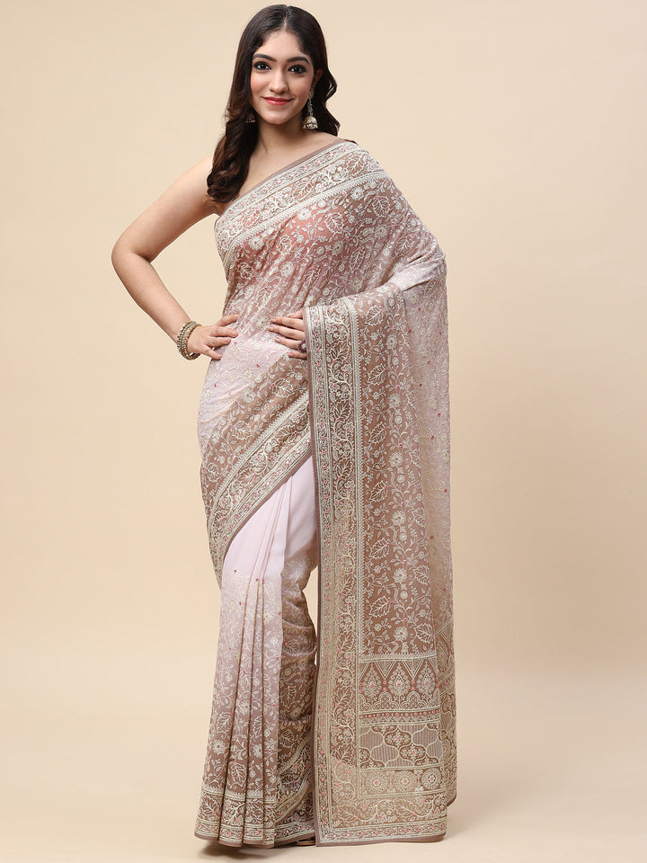 Resham Jaal Embroidered Georgette Saree