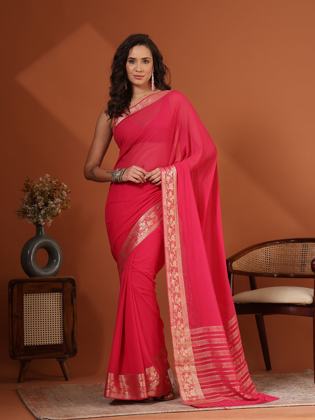 Plain Chiffon Saree