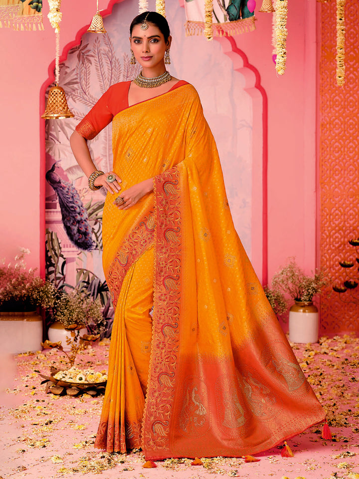 Woven Border Booti Art Silk Saree