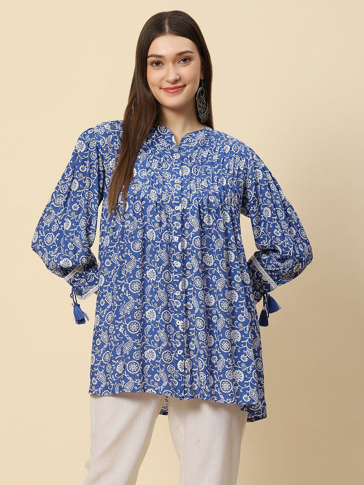 Floral Printed Muslin Kurta
