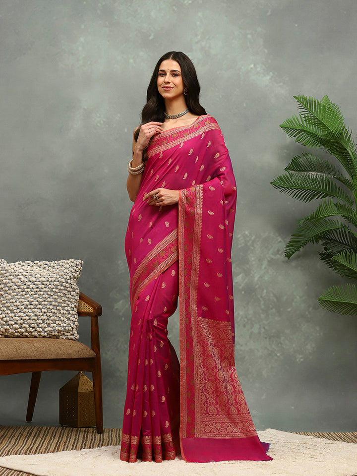 Resham Woven Design Cotton Blend Woven Saree