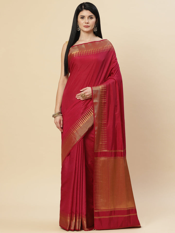 Plain Zari Border Handloom Woven Saree