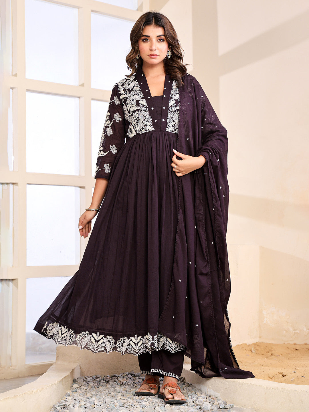 Printed Cotton Blend Kurta With Pant &amp; Dupatta