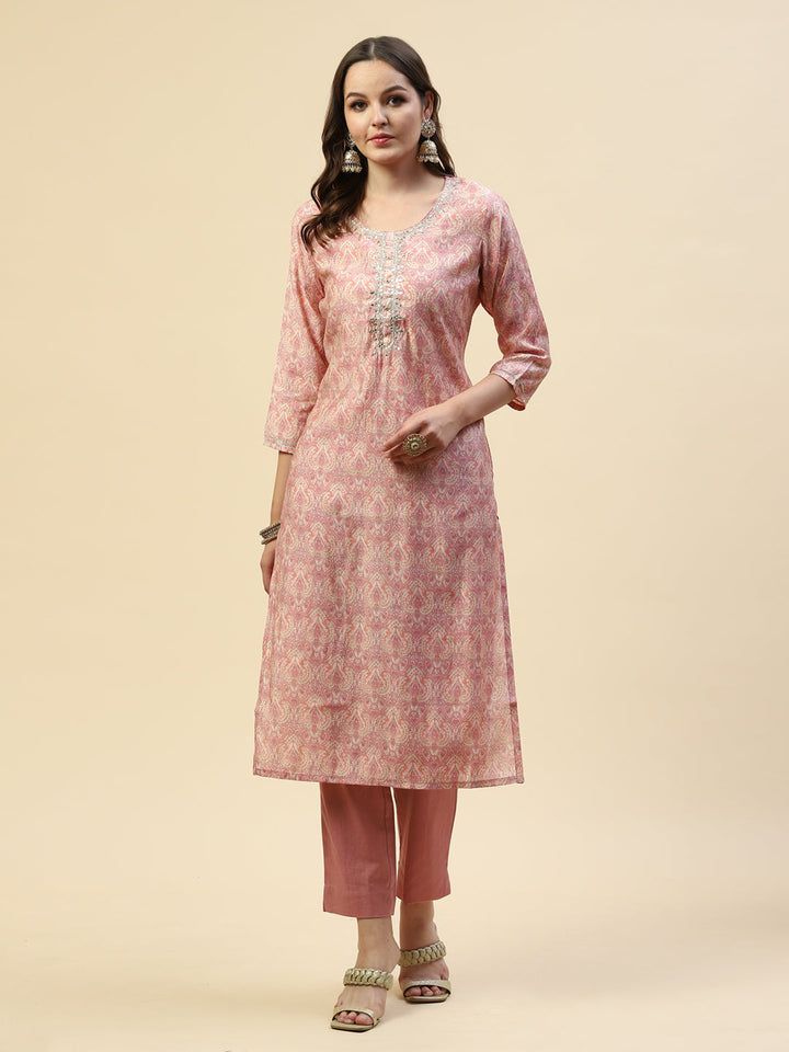 Gota Embroidered Muslin Kurta With Pants