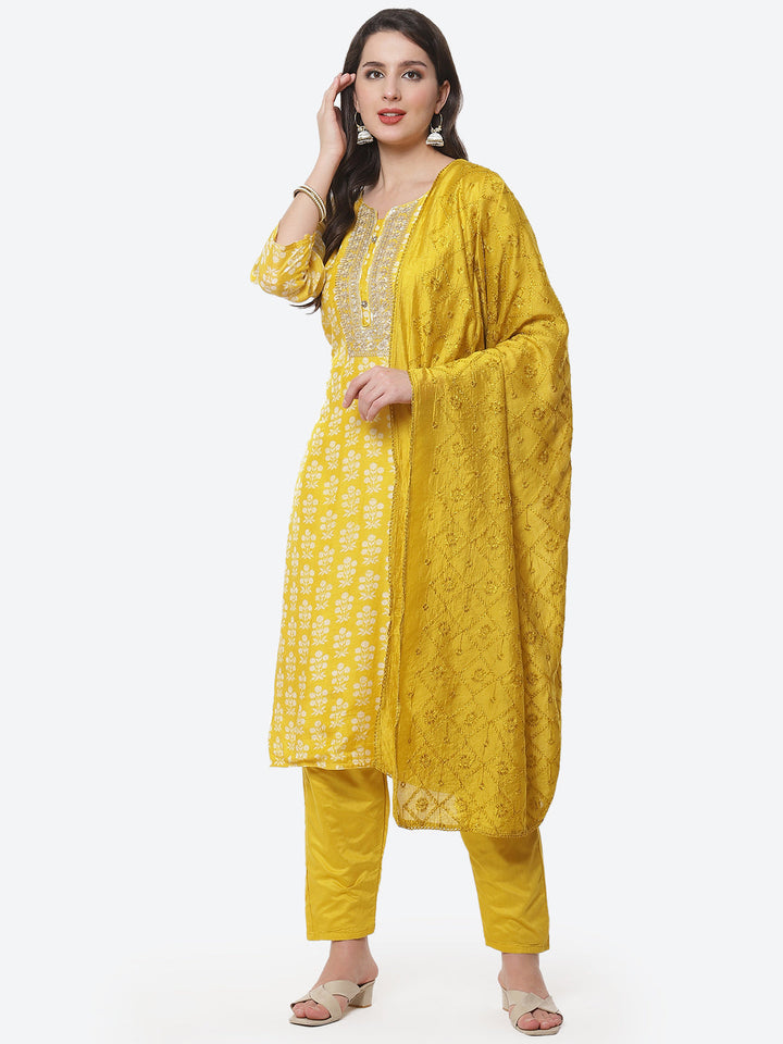 Printed Cotton Muslin Stitched Salwar Kameez With Dupatta