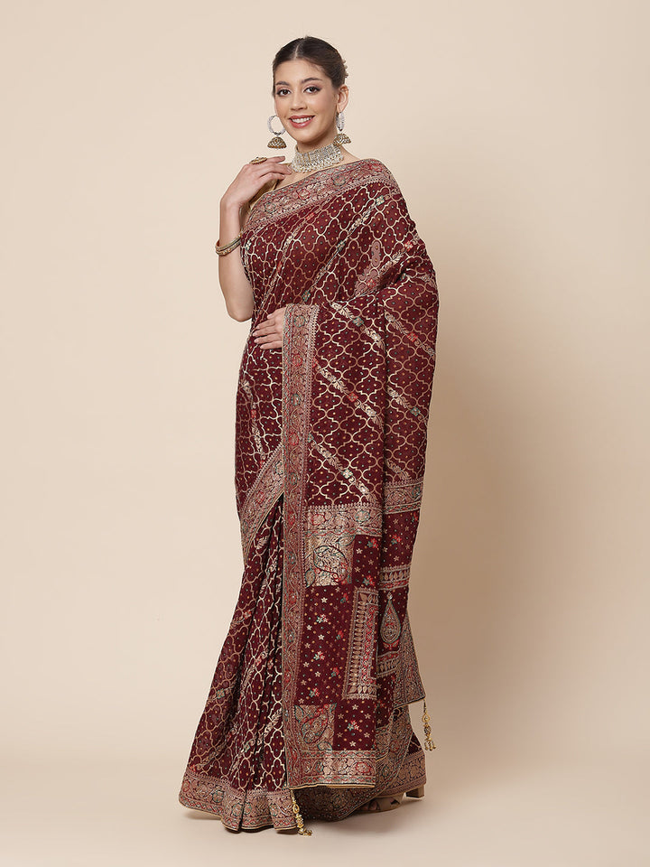 Gharchola Banarsi Handloom Embroided Saree