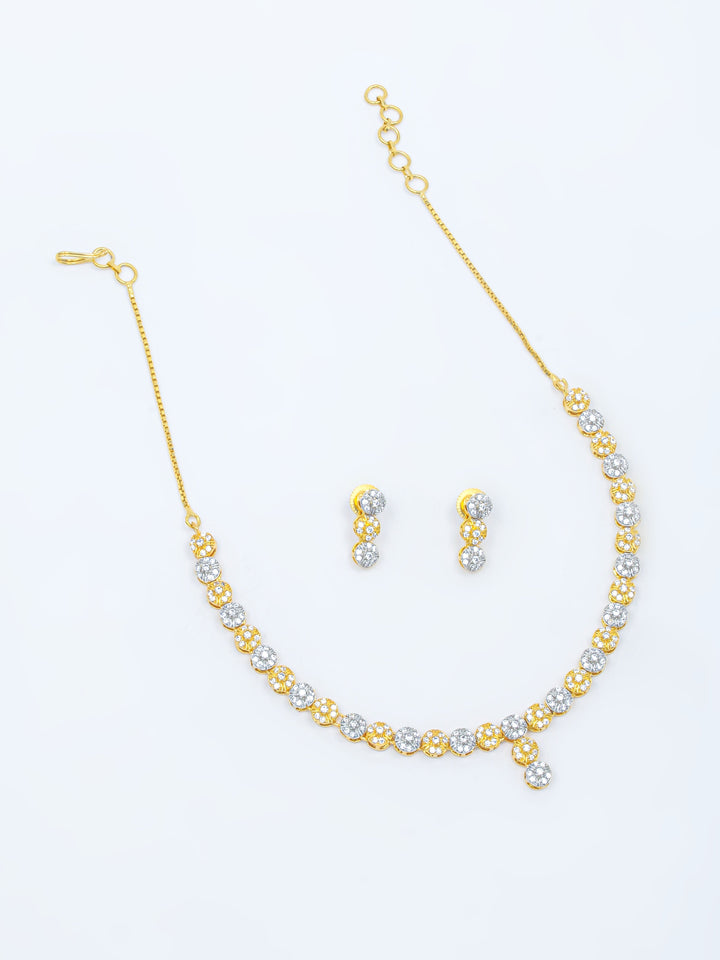 Golden &amp; White Stones Necklace Set