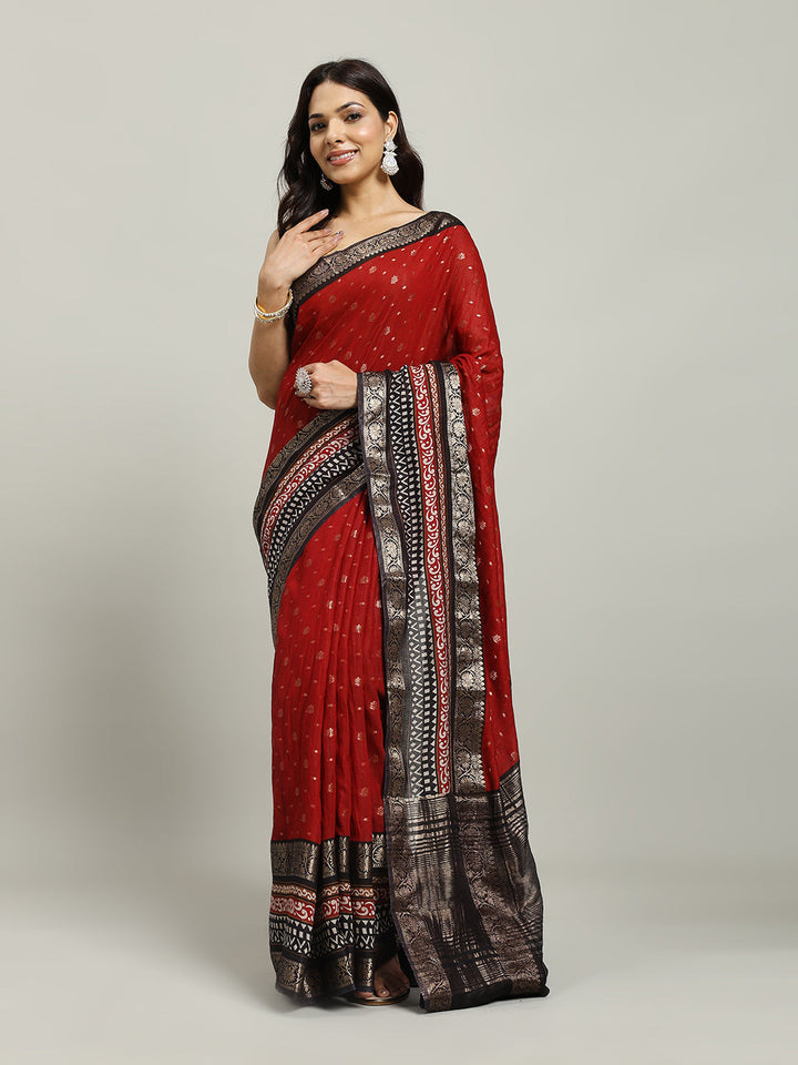 Digital Printed Cotton Blend Woven Saree